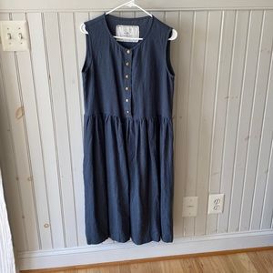BRAND NEW notPERFECTLINEN Mama Maxi Length Dress, S/M in dark grey blue